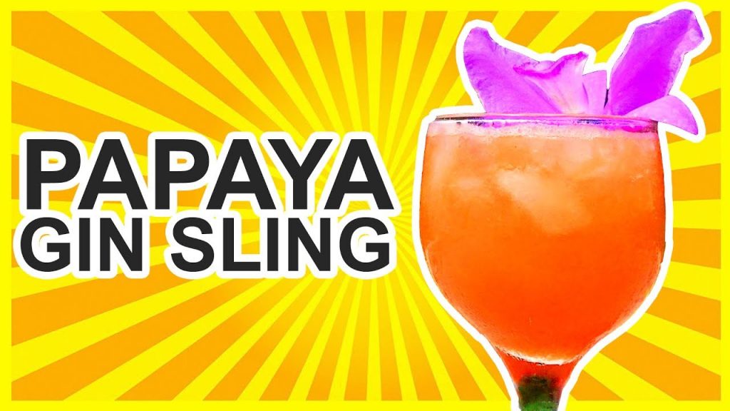 Papaya Gin Sling Cocktail Recipe – made poolside in Bali, Indonesia!